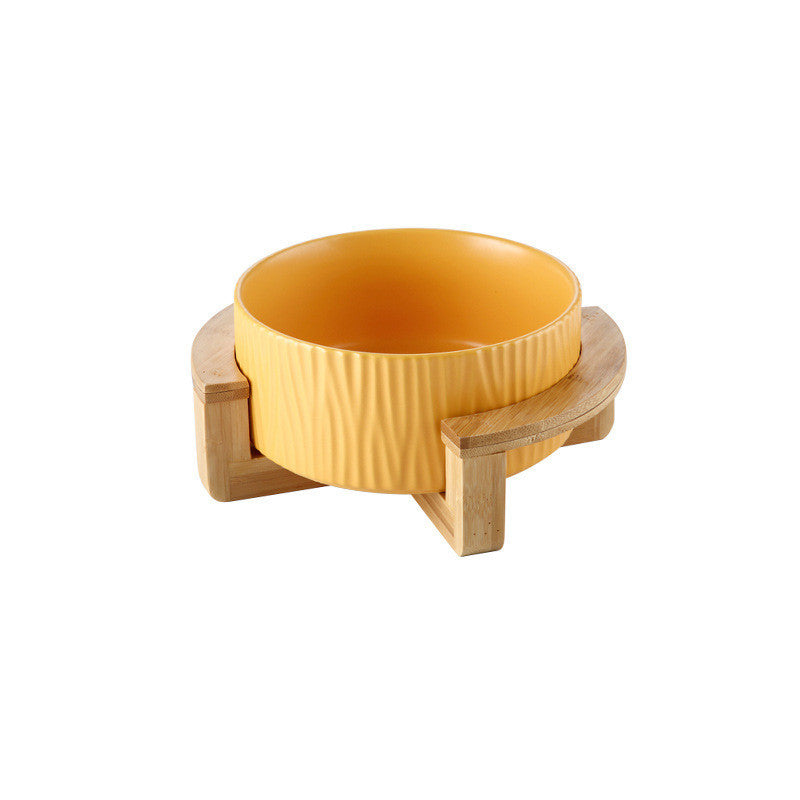 MIKA Ceramic Pet Bowls with Bamboo Stand