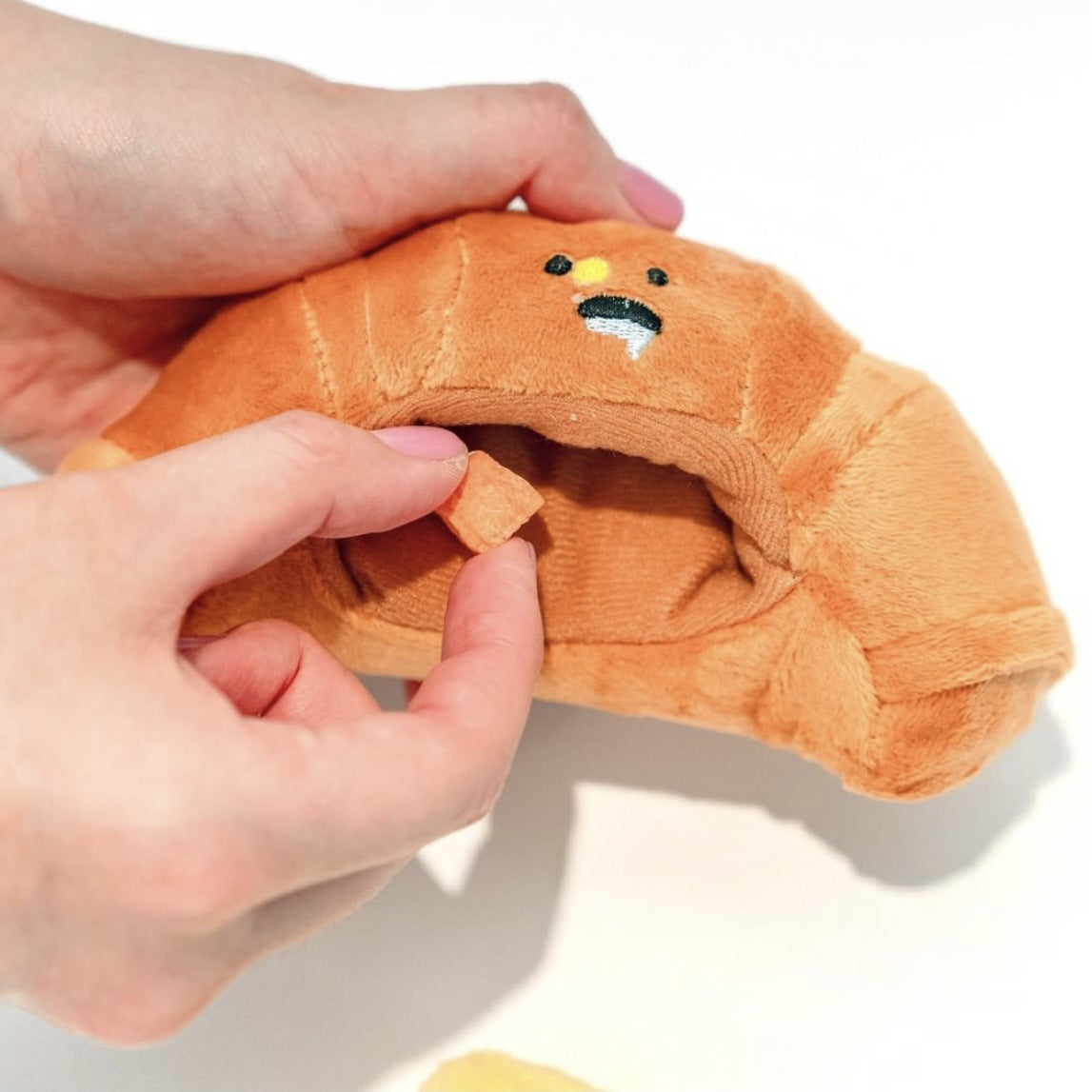 Croissant and Butter Plush Dog Toy with Squeaker