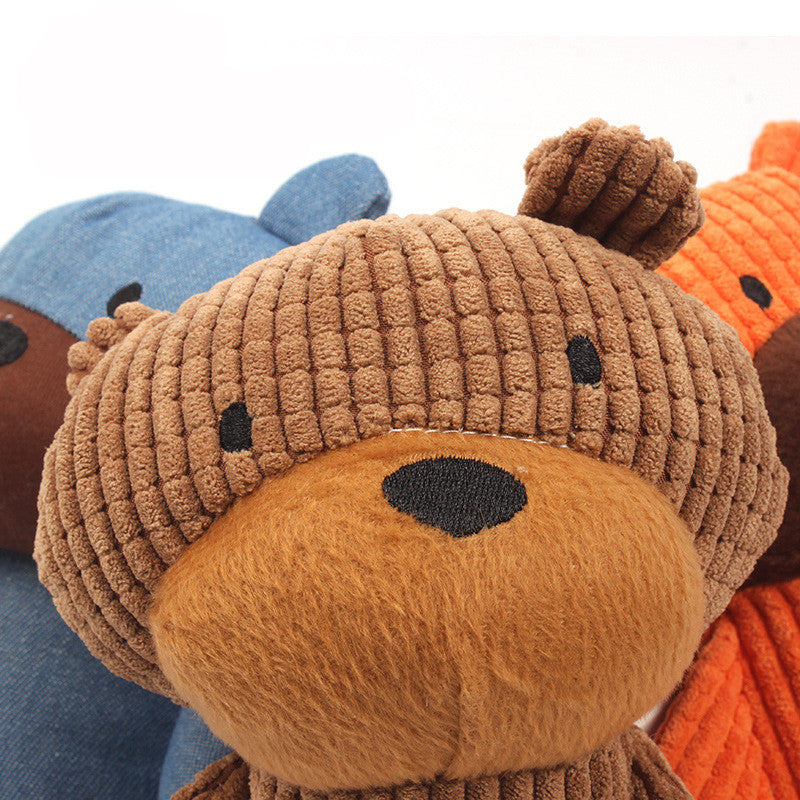 Corduroy Bears Squeaky Dog Toy