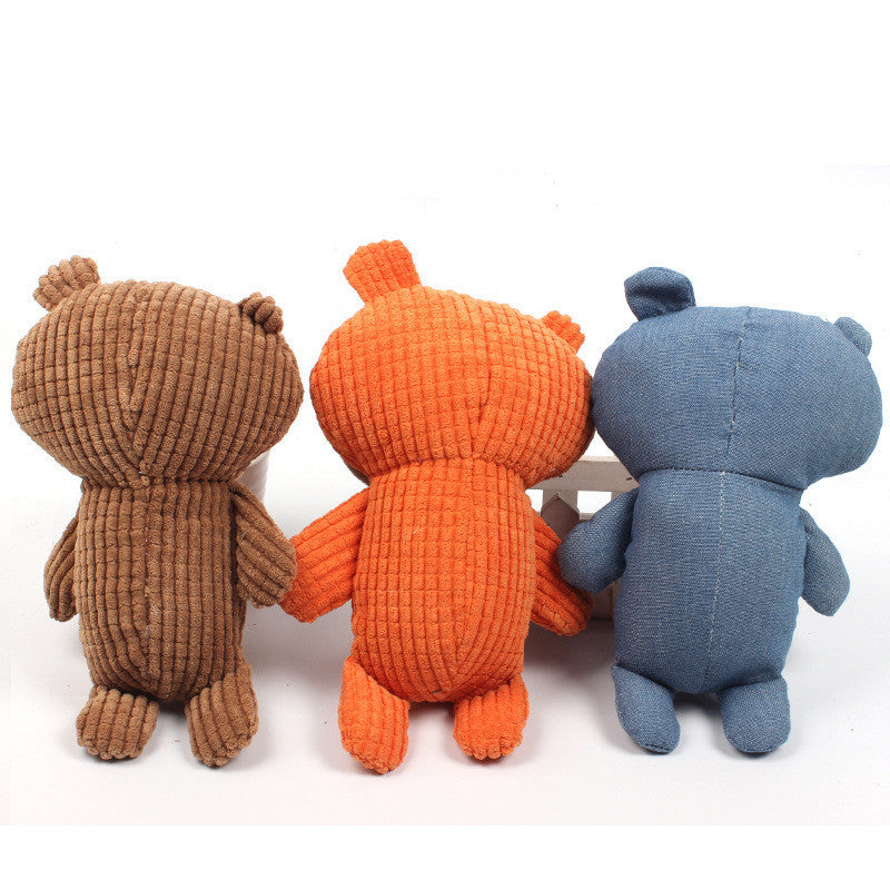 Corduroy Bears Squeaky Dog Toy