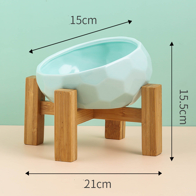 Geometric Bright Ceramic Pet Bowls and stand sets