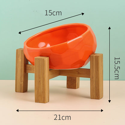 Geometric Bright Ceramic Pet Bowls and stand sets