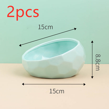 Geometric Bright Ceramic Pet Bowls and stand sets