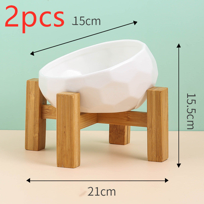 Geometric Bright Ceramic Pet Bowls and stand sets