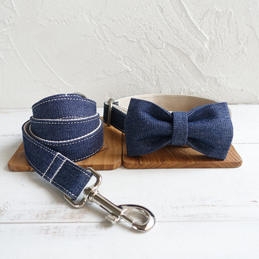 Denim Collar and Leash Set