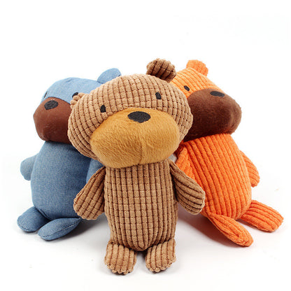 Corduroy Bears Squeaky Dog Toy