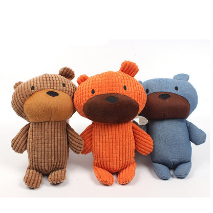 Corduroy Bears Squeaky Dog Toy