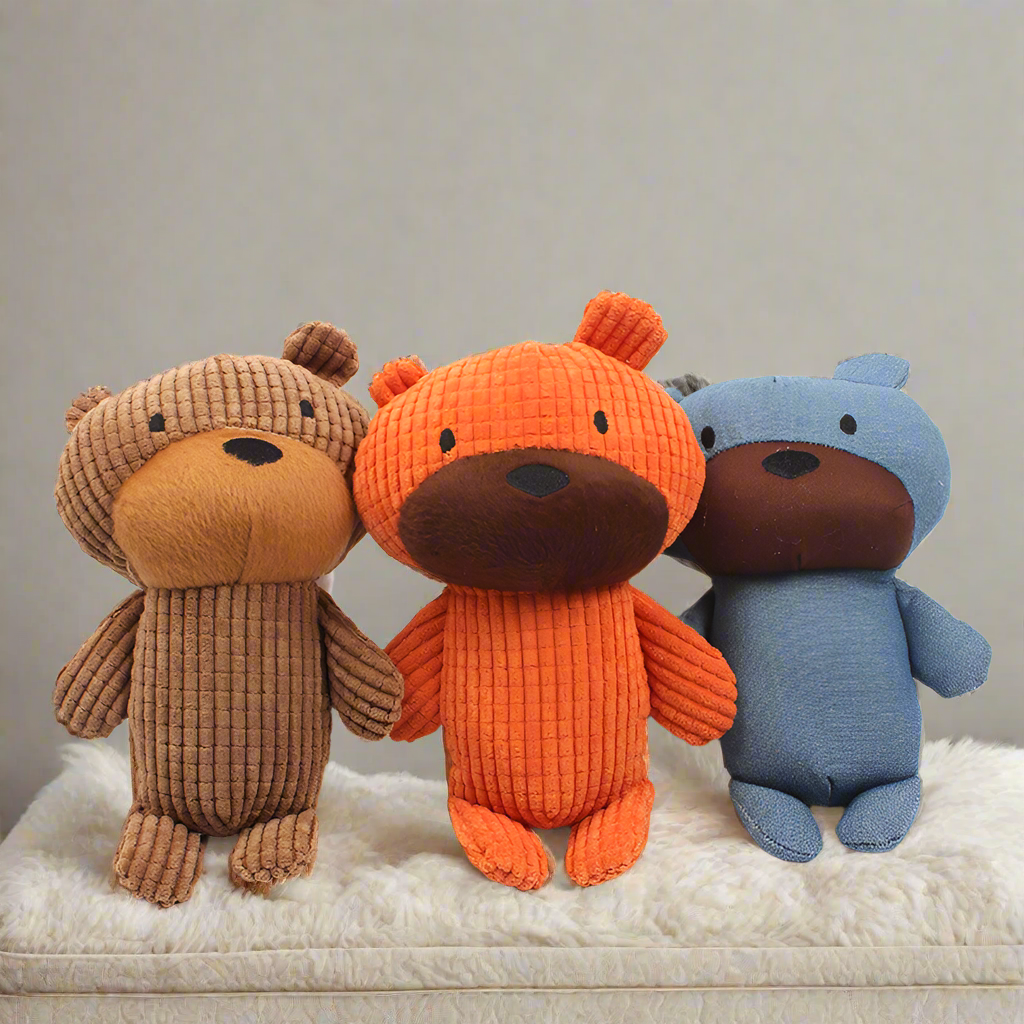 Corduroy Bears Squeaky Dog Toy