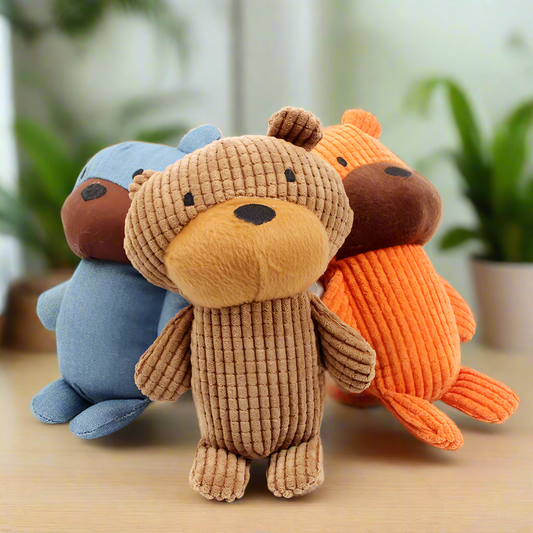 Corduroy Bears Squeaky Dog Toy